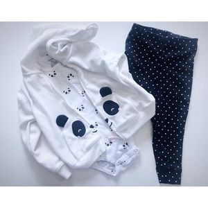 Carter’s panda jacket w/matching onesie & Pants